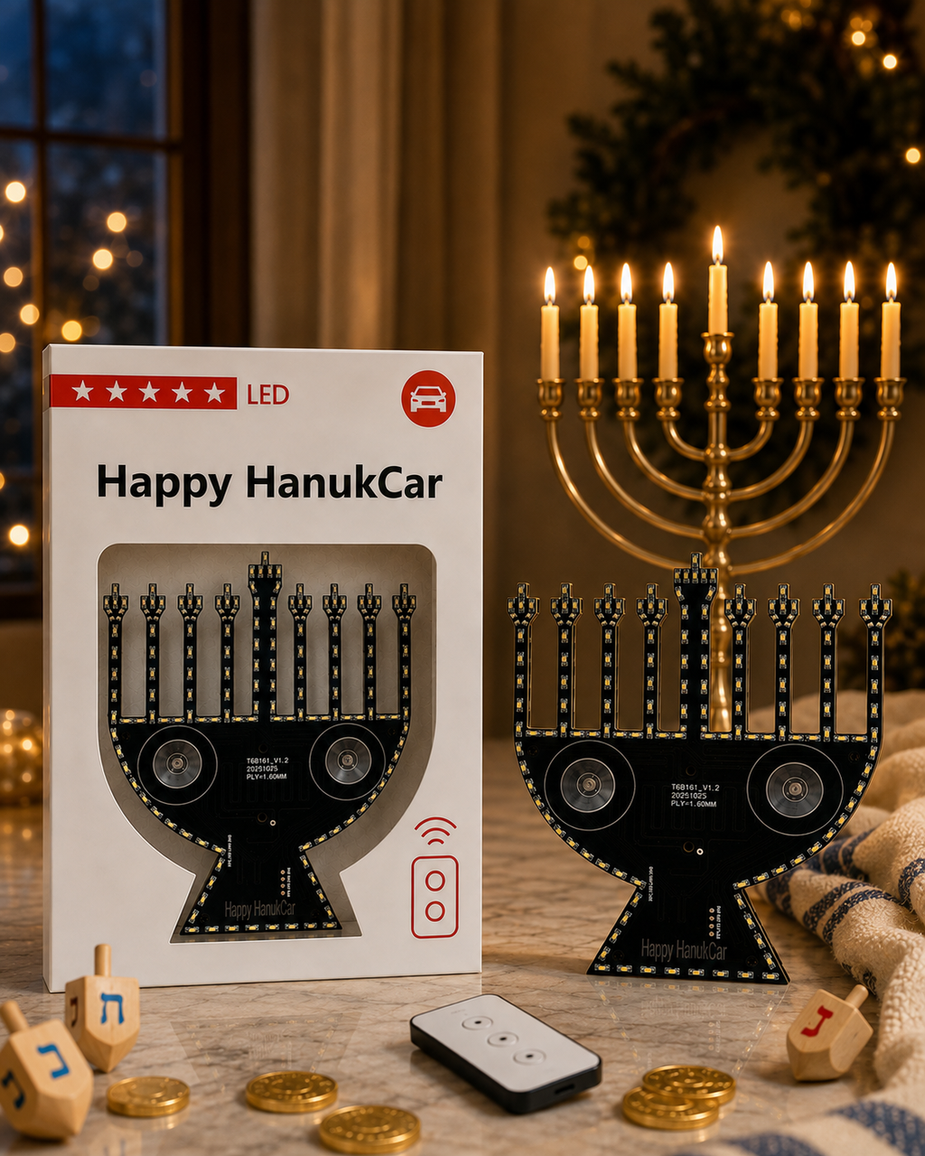 Happy HanukCar – Hanoukkia LED pour voiture